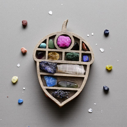 Wooden Crystal Grid with Natural Stones