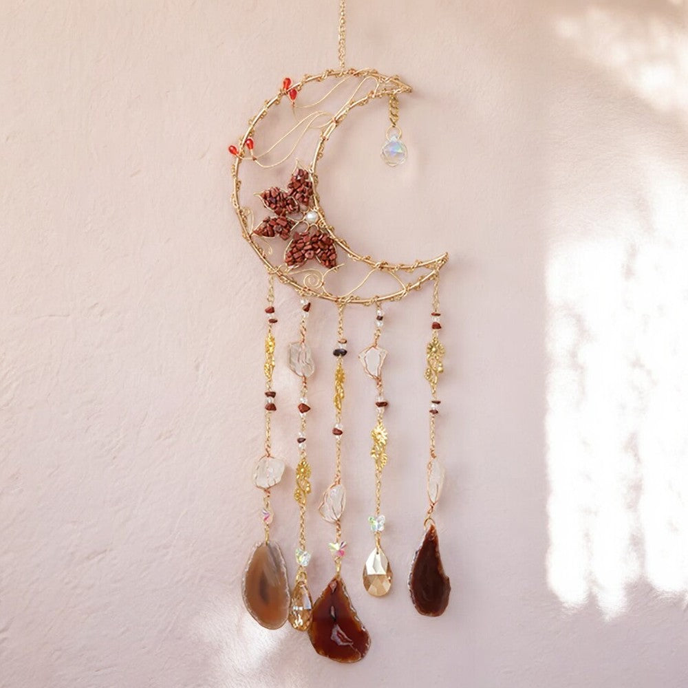 Red Agate Blooming Flower Wired Sun Catcher