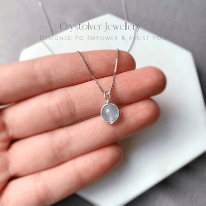 Aquamarine Dainty Sterling Silver Necklaces - Crystolver | Healing Crystal Gift Shop