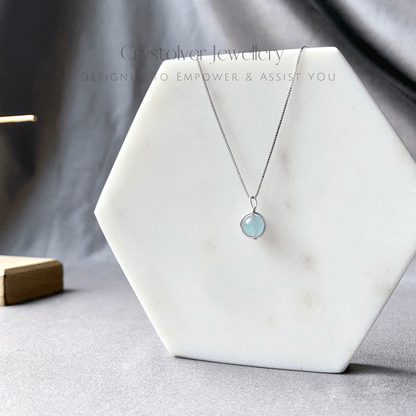 Aquamarine Dainty Sterling Silver Necklaces - Crystolver | Healing Crystal Gift Shop