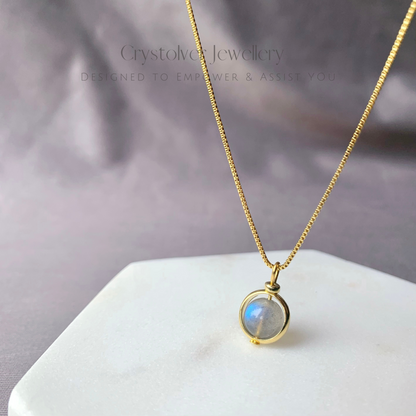 Labradorite Pendant Gold Necklace