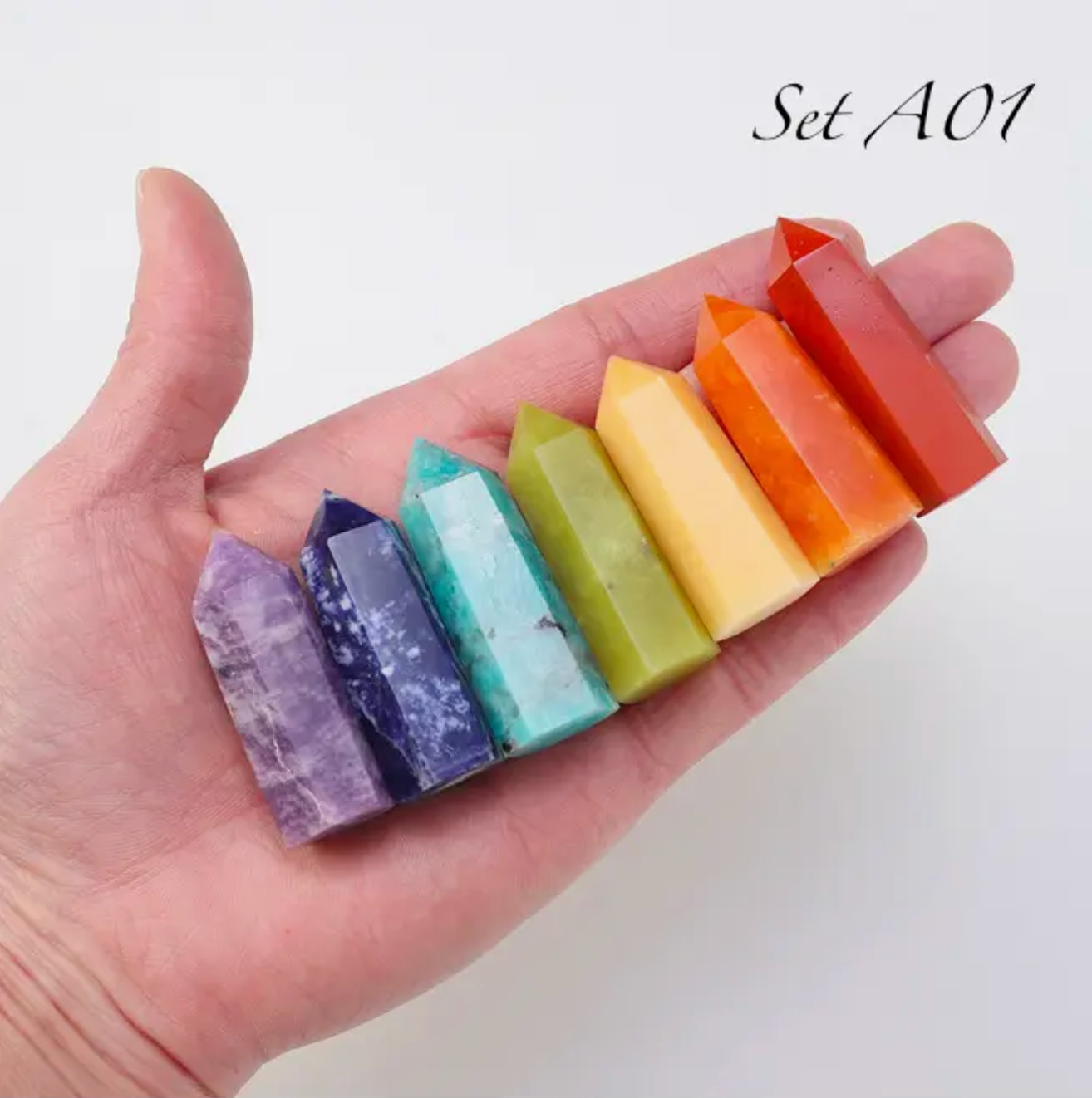 7 Pcs Rainbow Crystal Chakra Wand Set