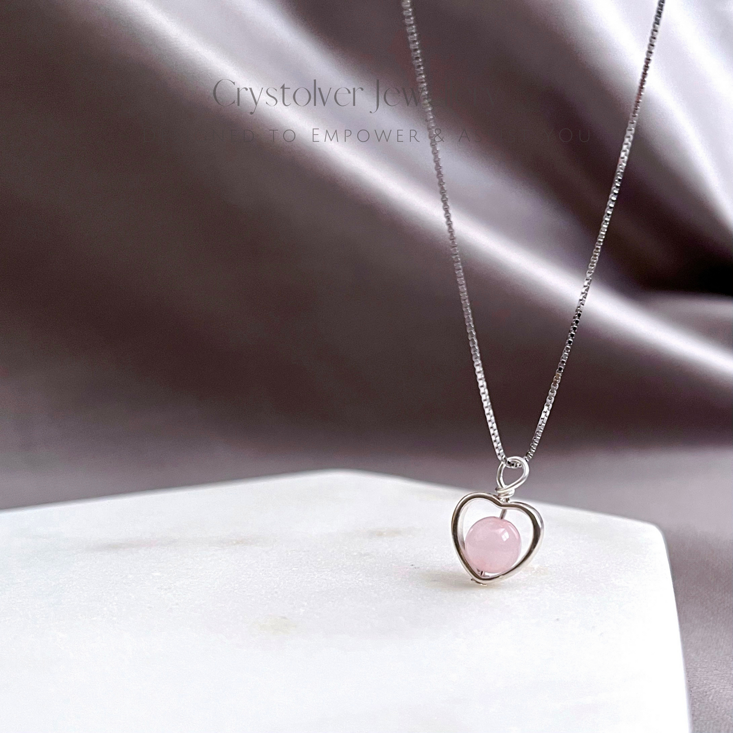 Rose Quartz Dainty Heart Necklace