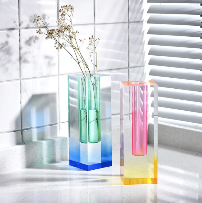 Acrylic Crystal Rainbow Colour Bud Vase