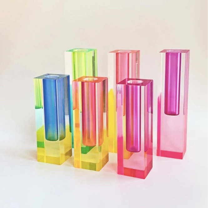 Acrylic Crystal Rainbow Colour Bud Vase