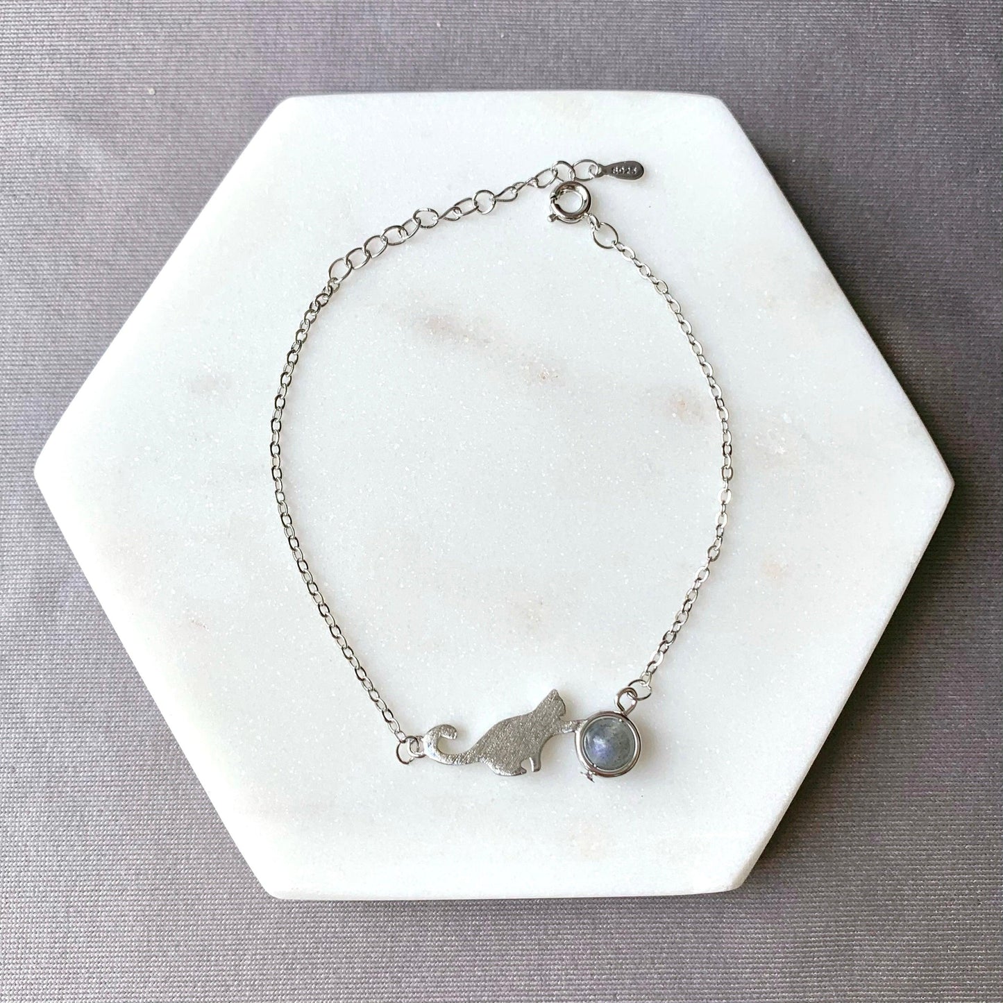 Cute Cat Labradorite Gemstone Bracelet - Crystolver | Healing Crystal Gift Shop