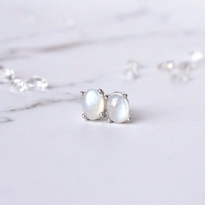 Natural Moonstone Stud Earrings - Crystolver | Healing Crystal Gift Shop