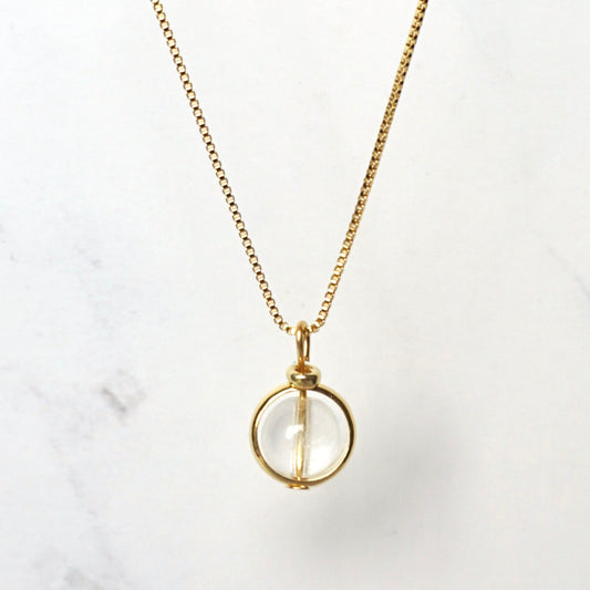 Clear Quartz Pendant Gold Necklace