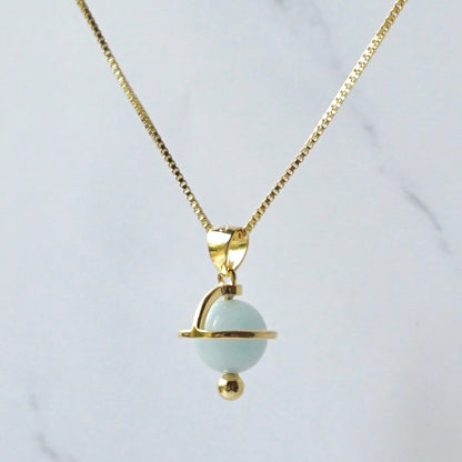 Aquamarine Planet Sterling Silver Necklace