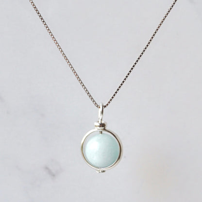 Aquamarine Pendant Sterling Silver Necklace