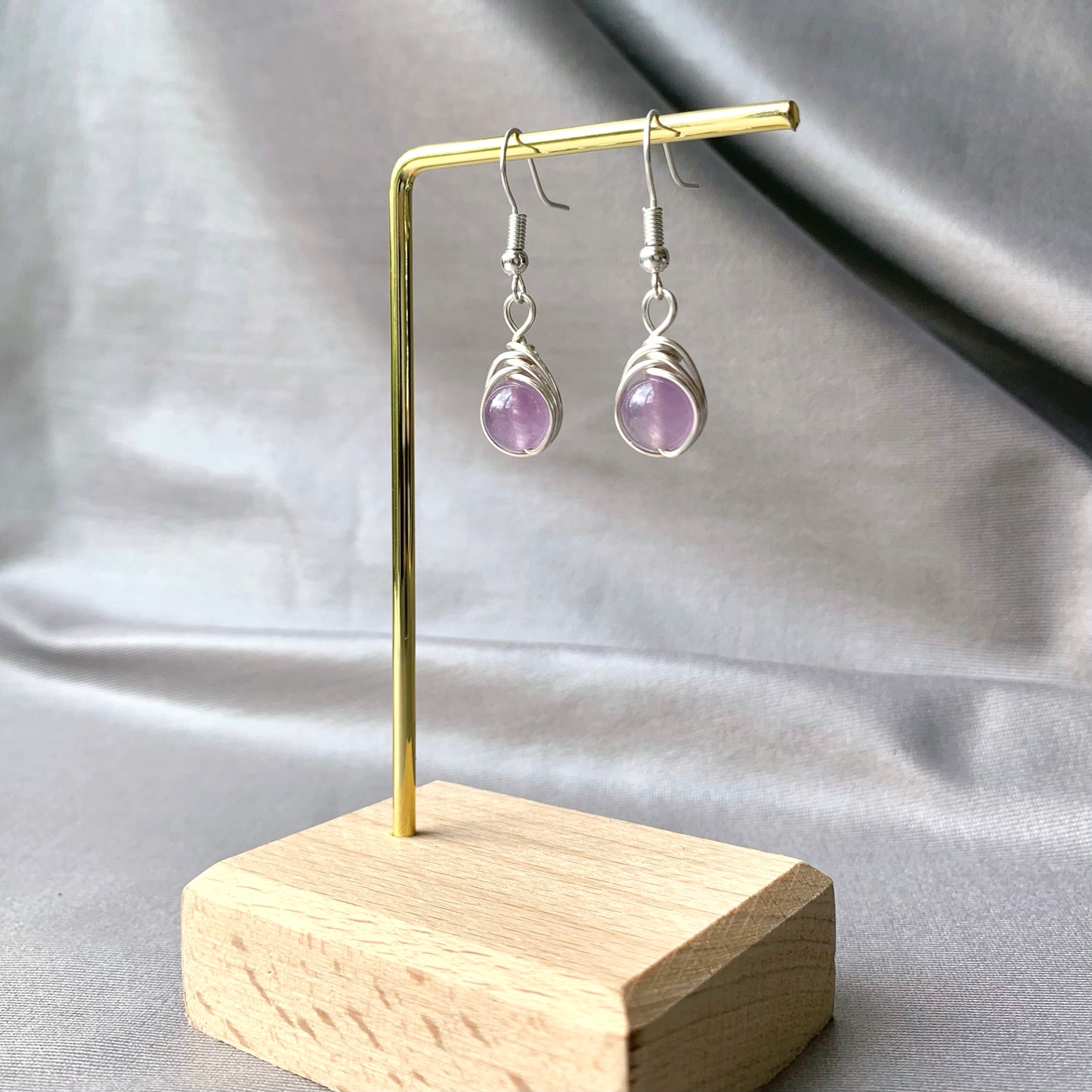 Amethyst Silver Wire Wrapped Earrings