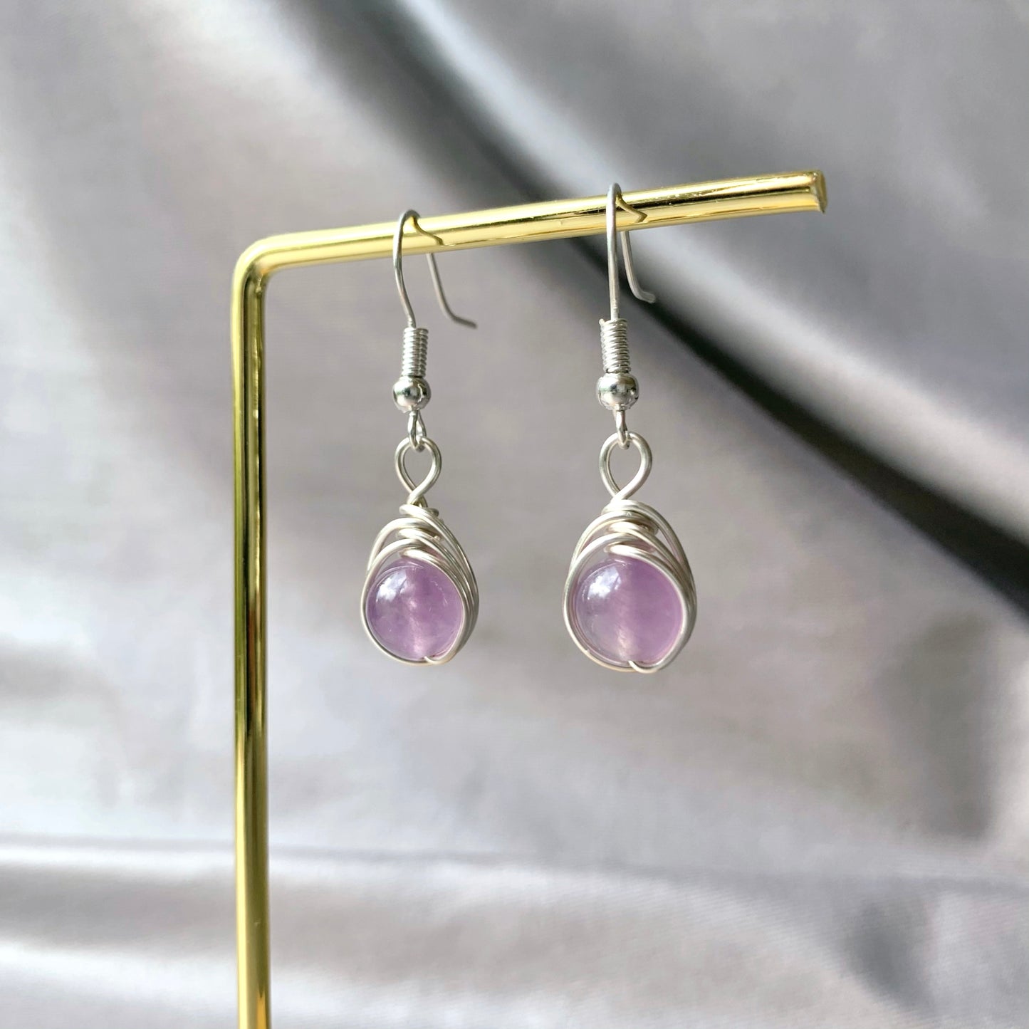 Amethyst Silver Wire Wrapped Earrings