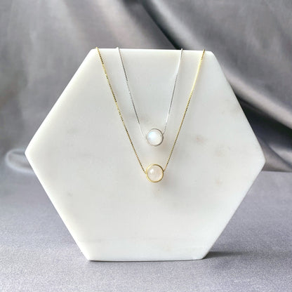 Moonstone Minimalist Sterling Silver Necklace