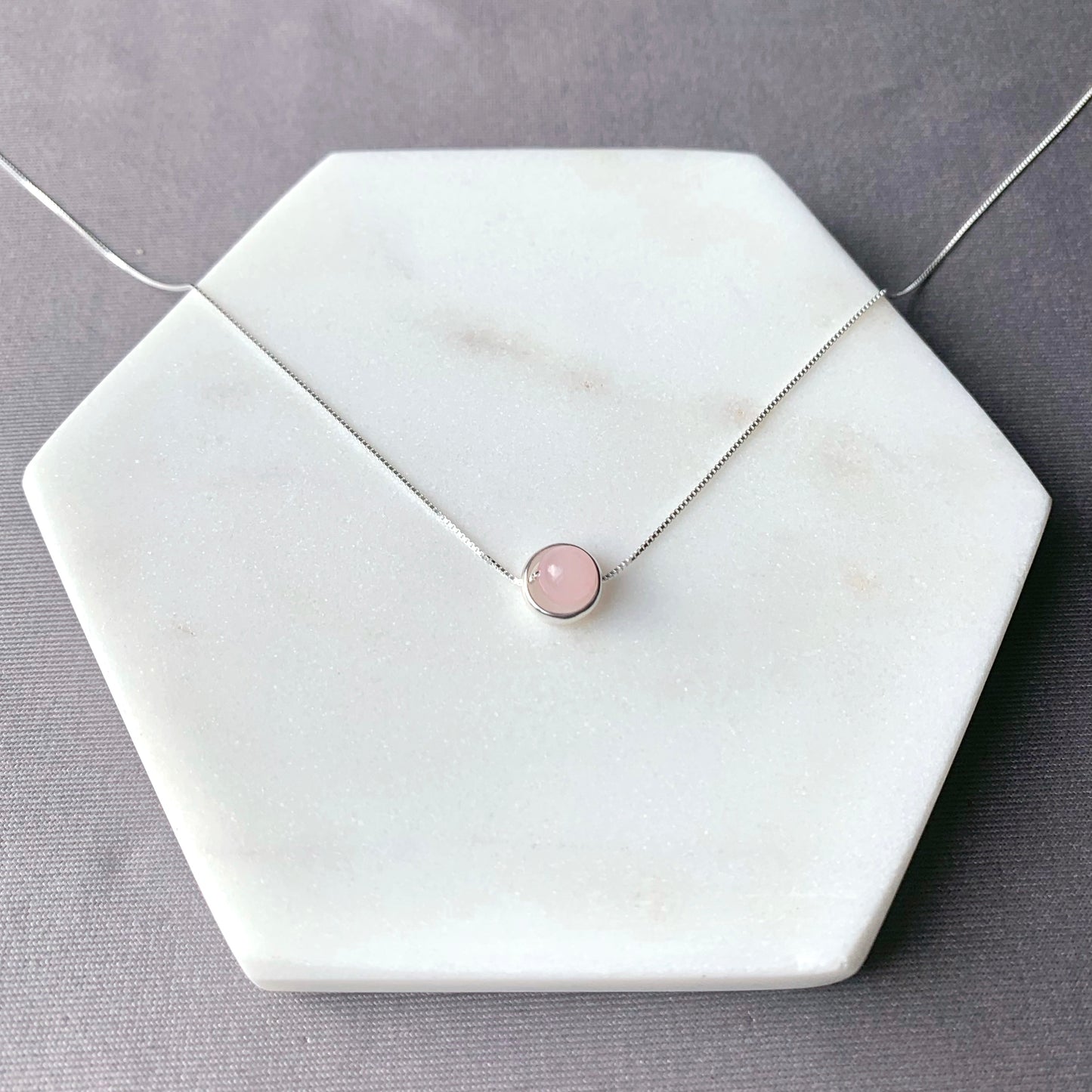 Rose Quartz Minimalist Sterling Silver Necklace