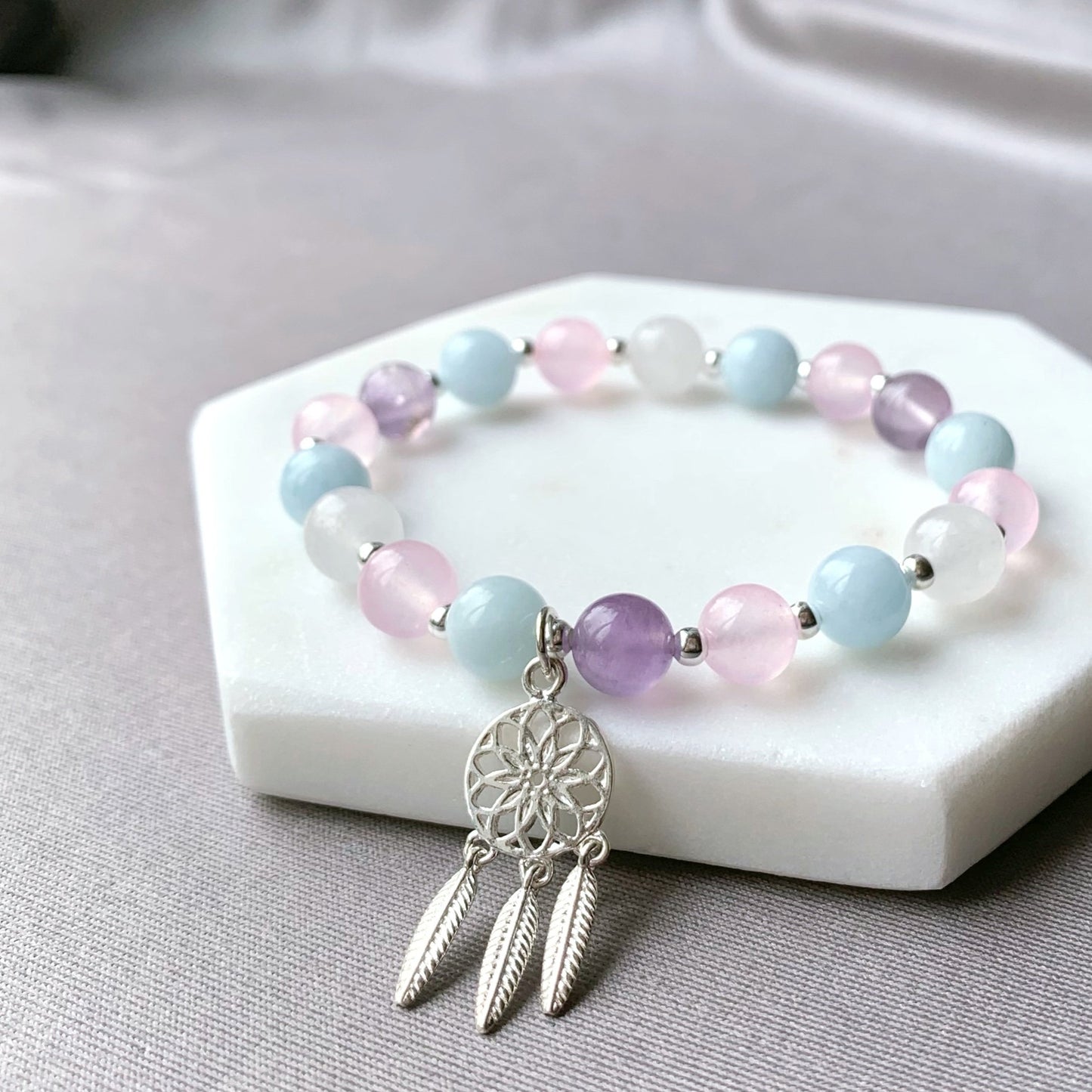 Colourful Chalcedony Dreamcatcher Bracelet