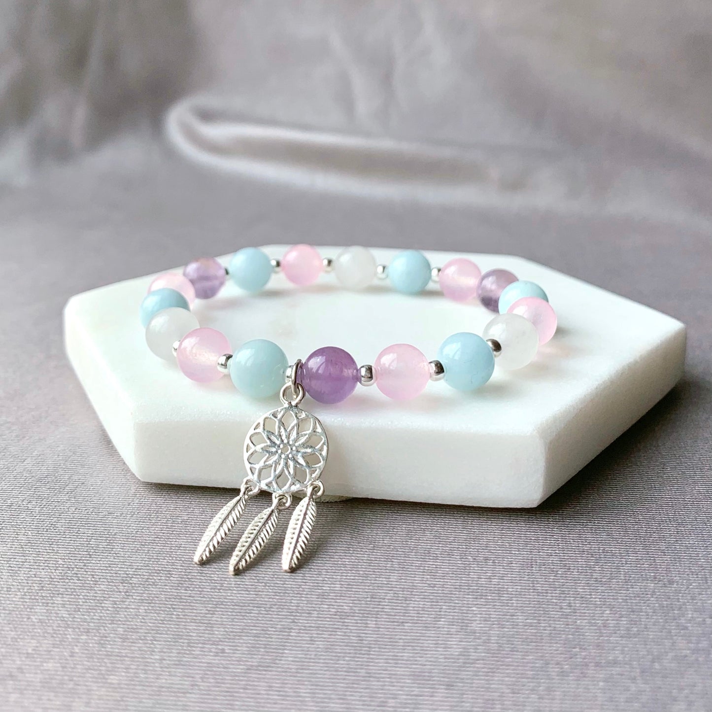 Colourful Chalcedony Dreamcatcher Bracelet