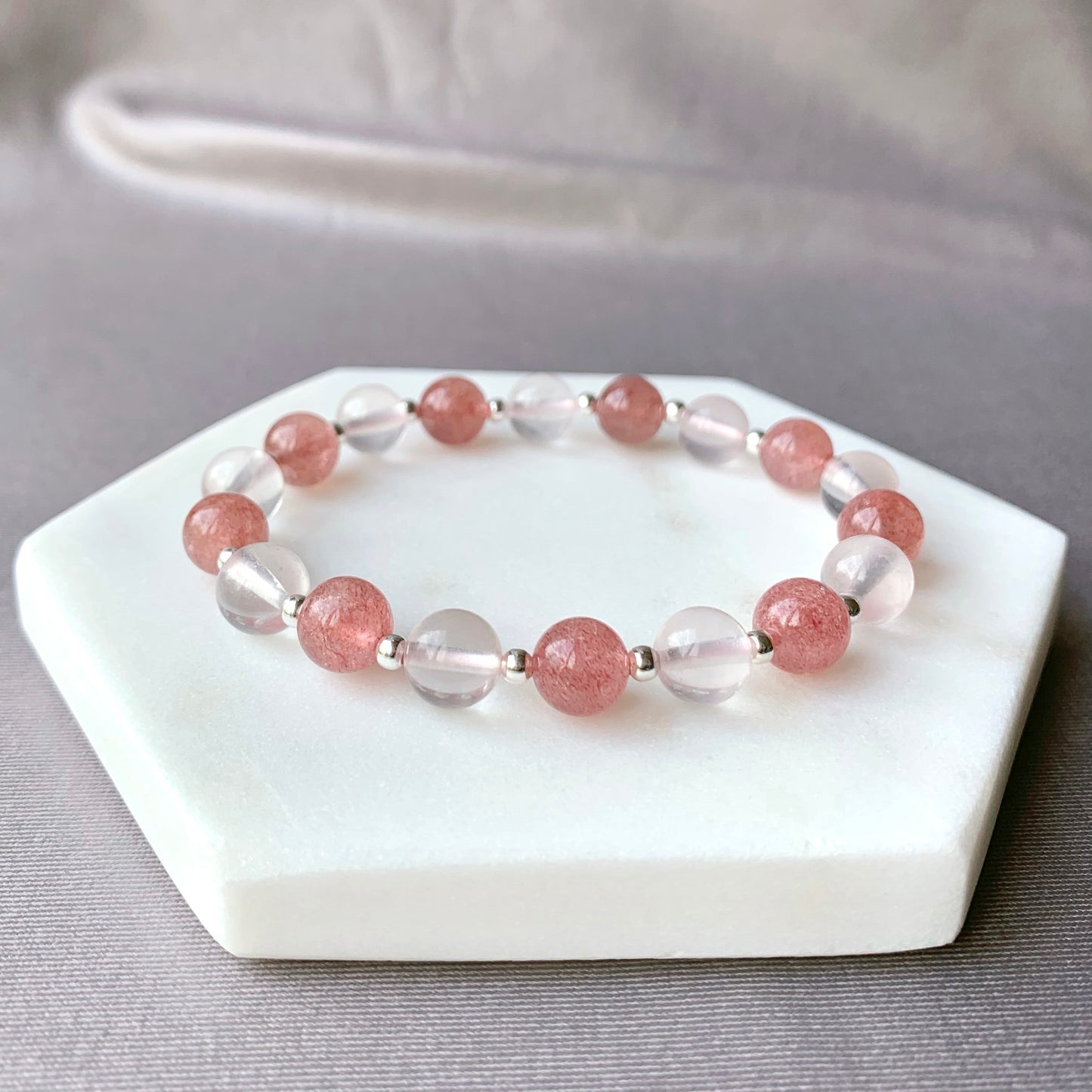 Rose & Strawberry Quartz Bracelet