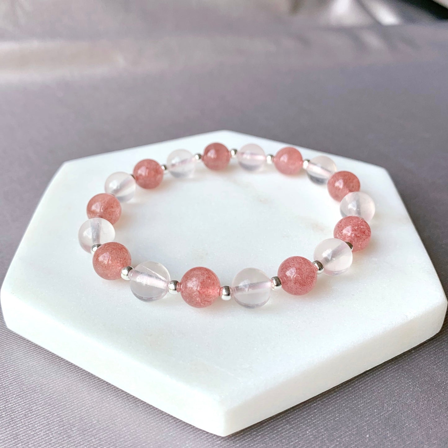 Rose & Strawberry Quartz Bracelet