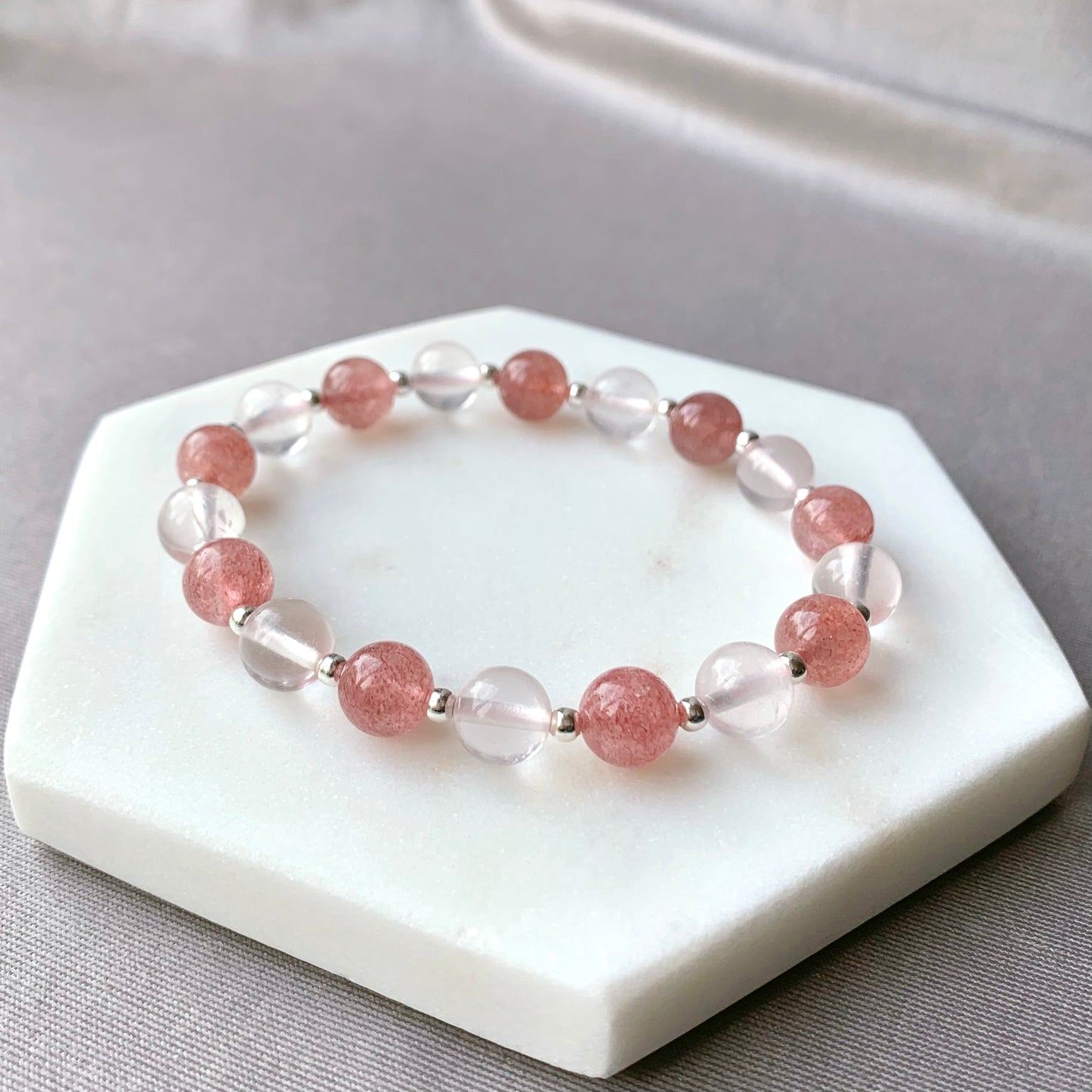 Rose & Strawberry Quartz Bracelet