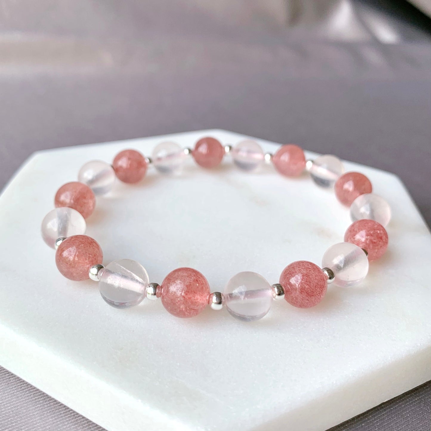 Rose & Strawberry Quartz Bracelet