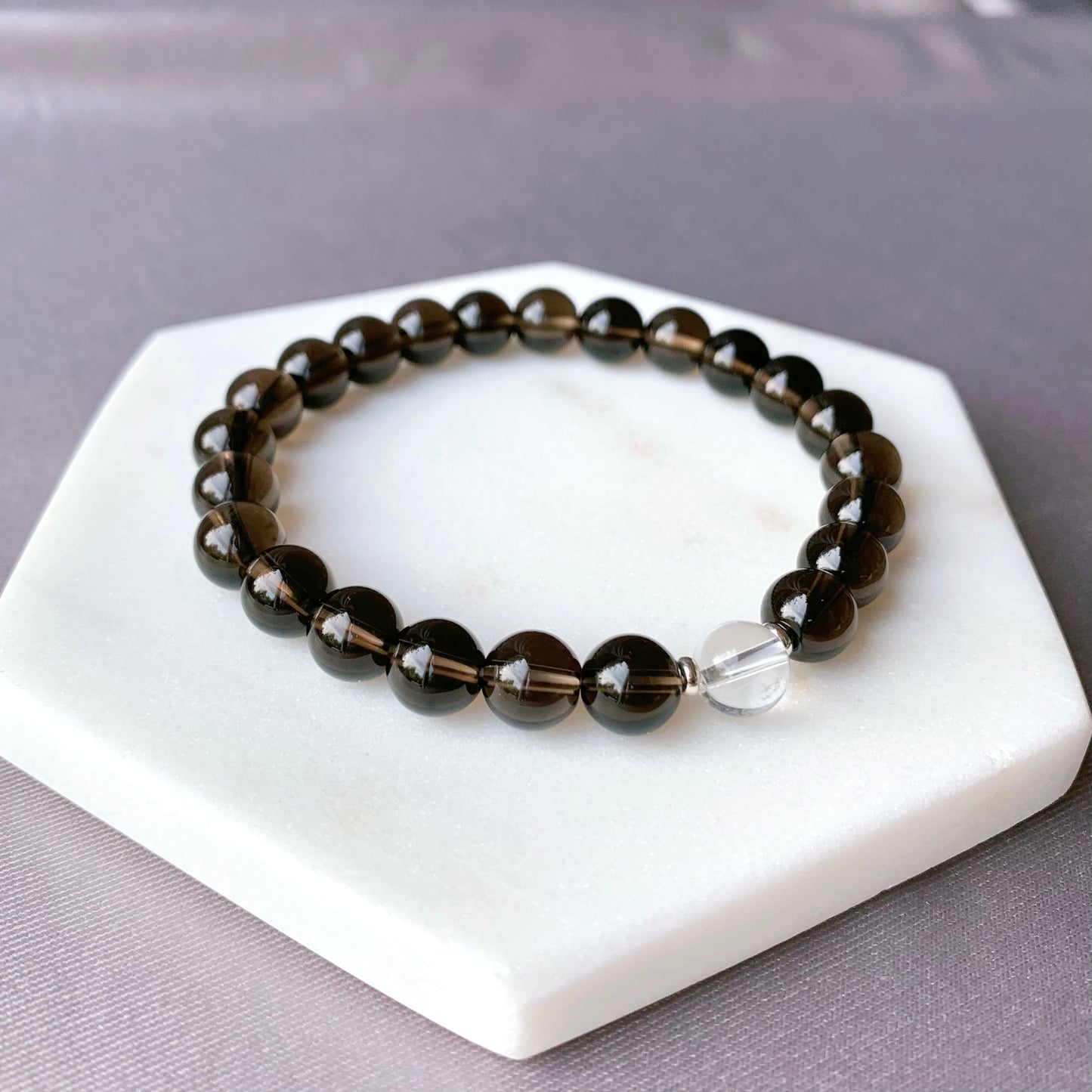 Smokey & Clear Quartz Beaded Bracelet