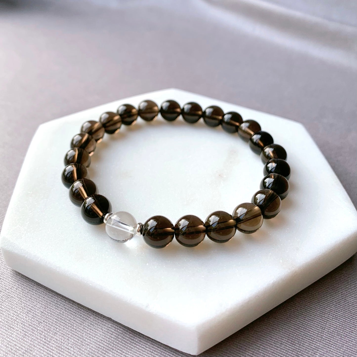 Smokey & Clear Quartz Beaded Bracelet