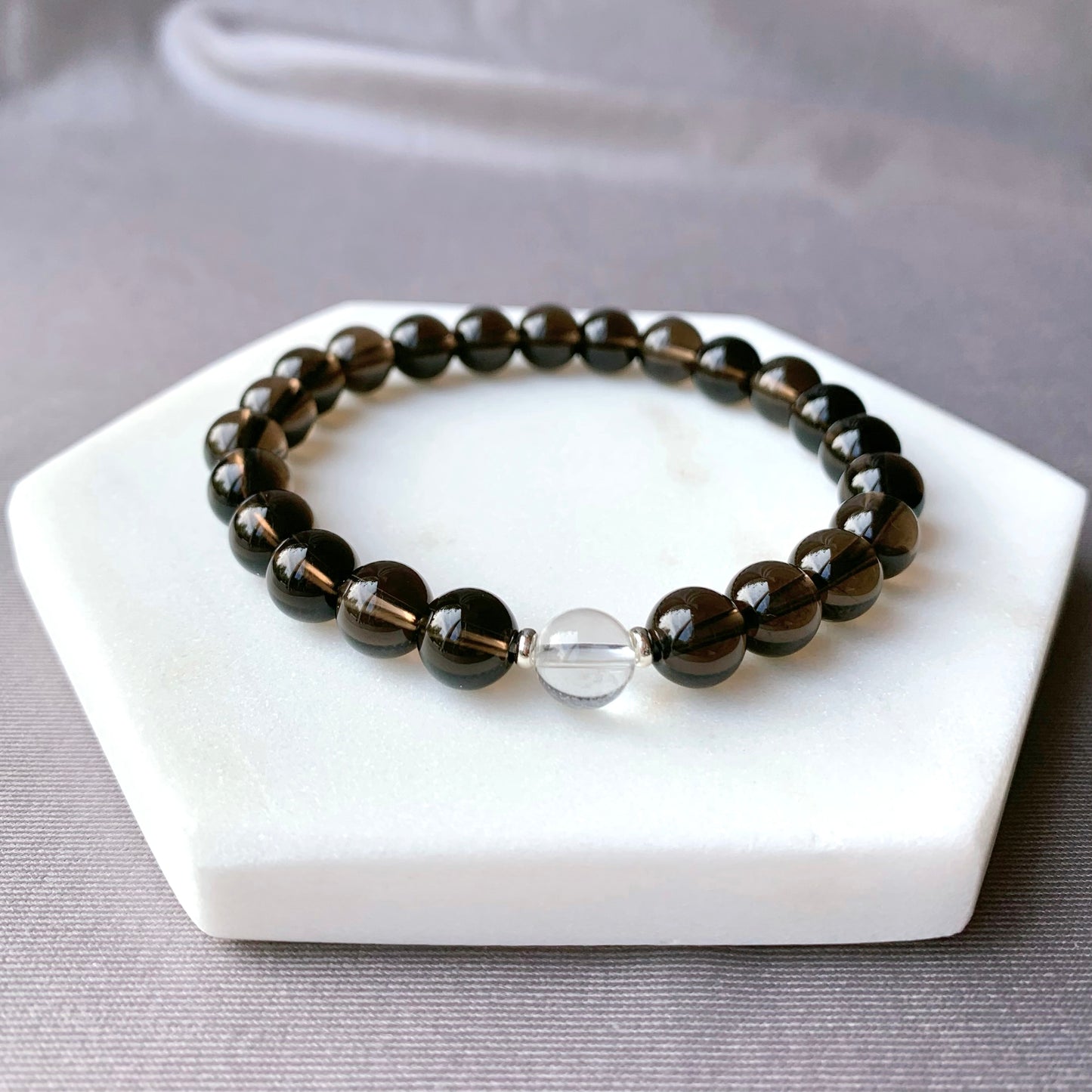 Smokey & Clear Quartz Beaded Bracelet