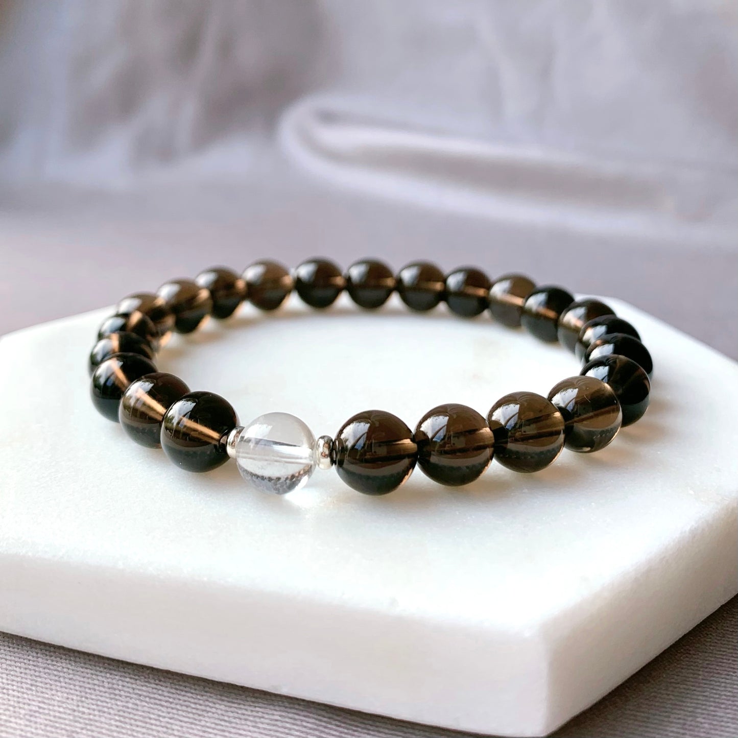 Smokey & Clear Quartz Beaded Bracelet