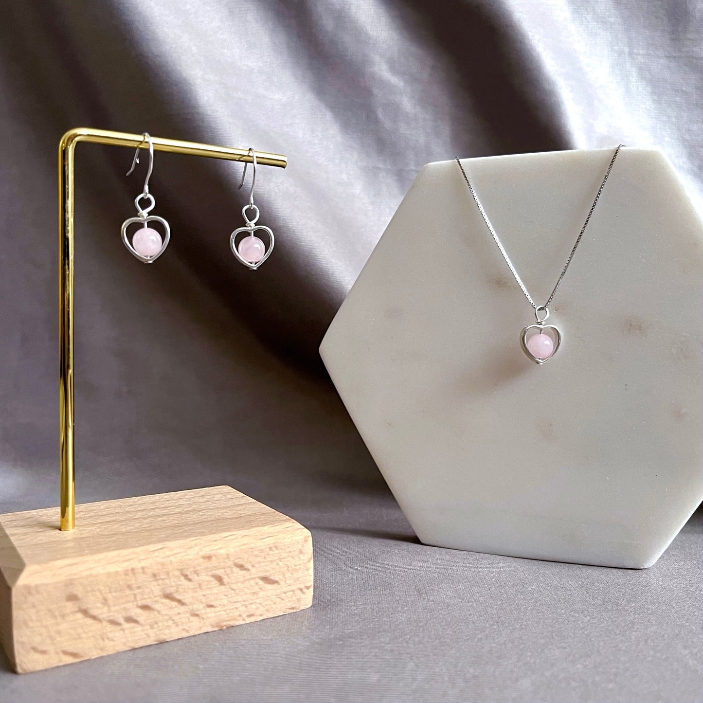 Rose Quartz Dainty Heart Necklace