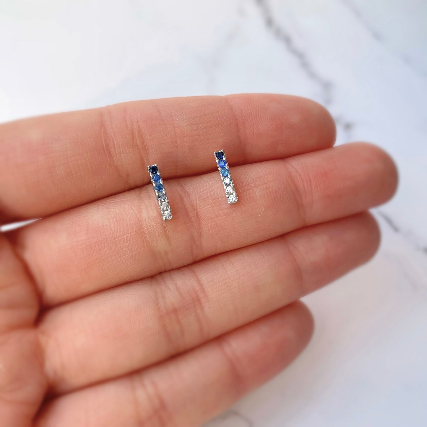 Blue Zircon Stick Earrings