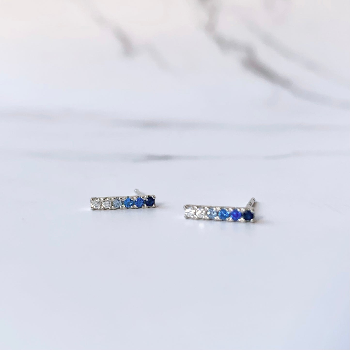 Blue Zircon Stick Earrings