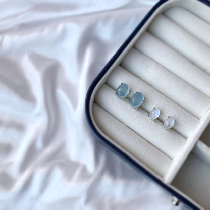 Natural Moonstone Stud Earrings - Crystolver | Healing Crystal Gift Shop