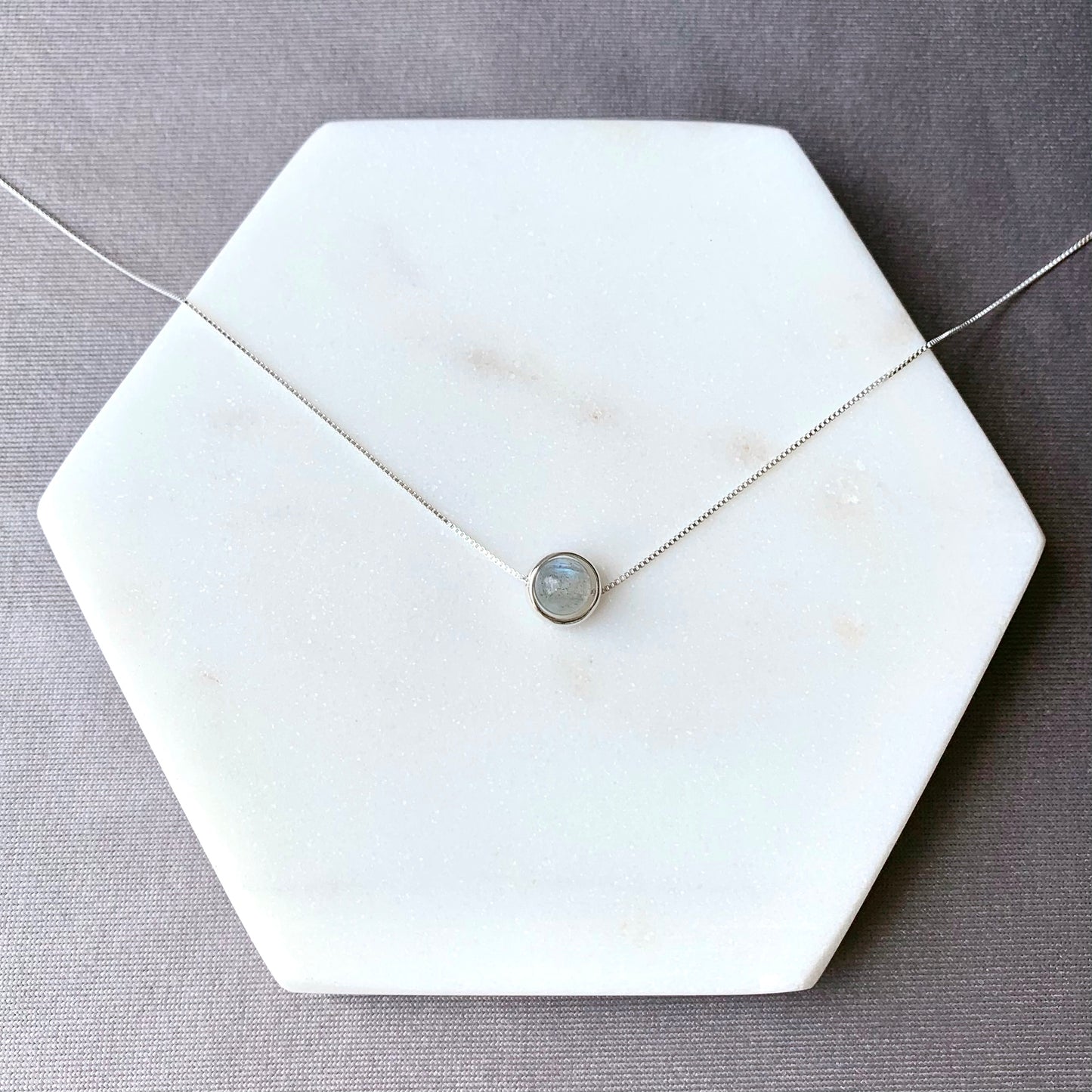 Labradorite Minimalist Sterling Silver Necklace