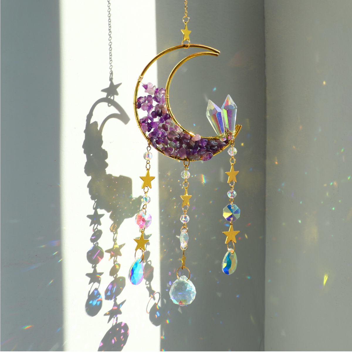 Moon Suncatcher Crystal Prism Wind Chimes – Crystolver | Healing