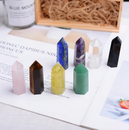 8 Pcs Crystal Wand with Wooden Box