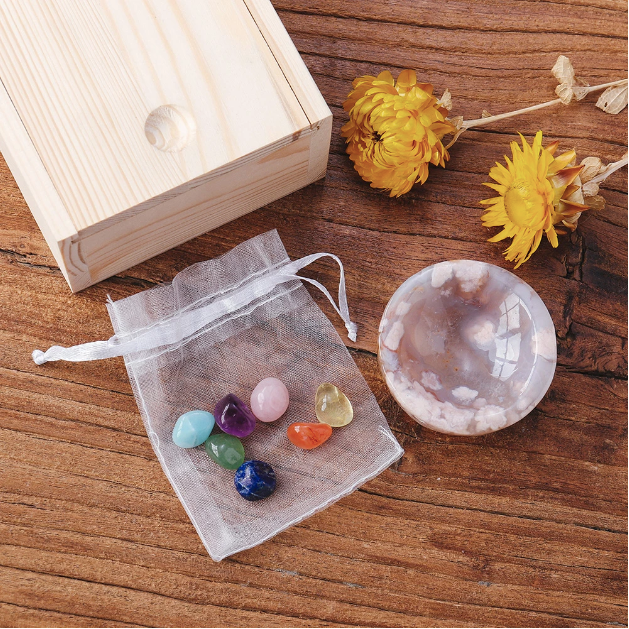 7 Mini Chakra Stone Flower Agate Bowl Set