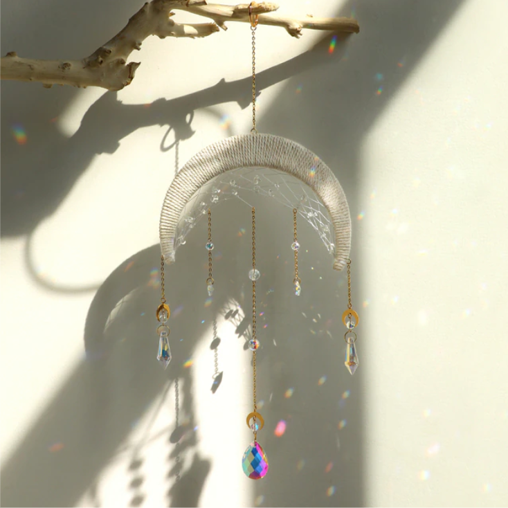 Woven Moon Crystal Prism Suncatcher