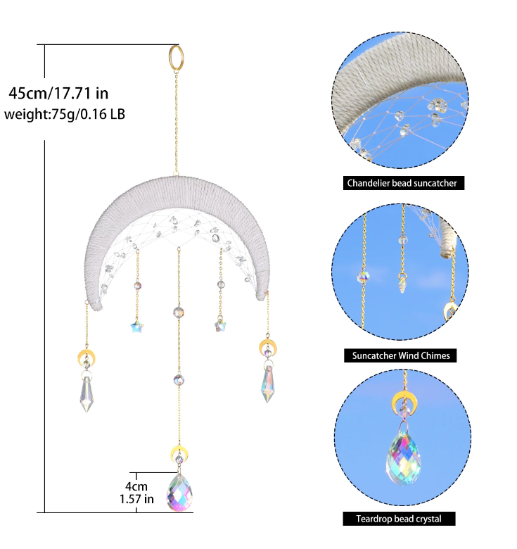 Woven Moon Crystal Prism Suncatcher