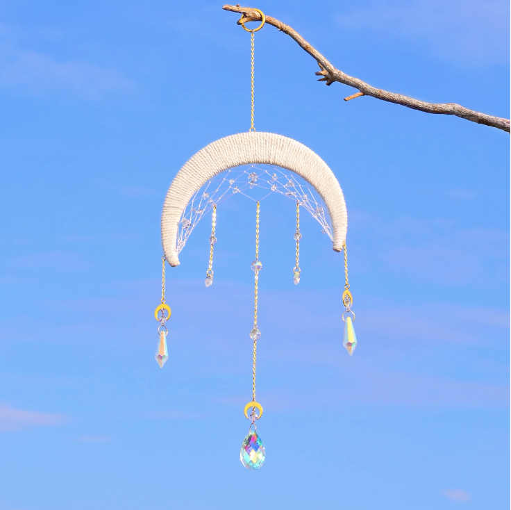 Woven Moon Crystal Prism Suncatcher