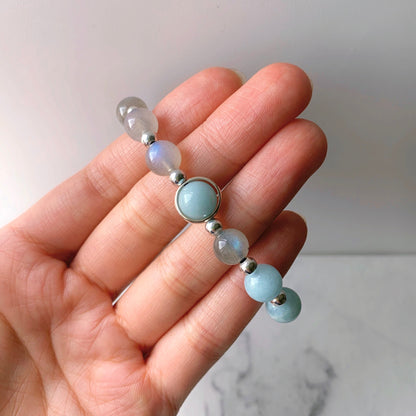Aquamarine & Labradorite Crystal Bracelet