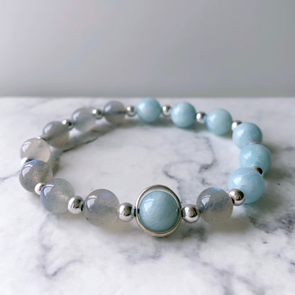 Aquamarine & Labradorite Crystal Bracelet