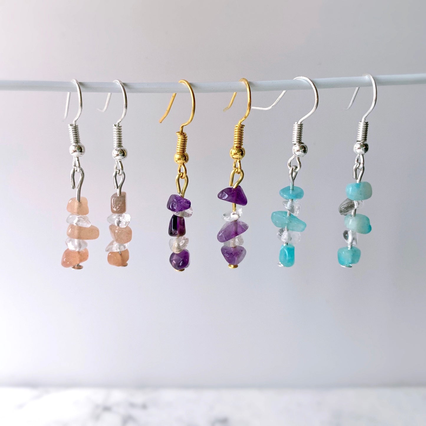 Natural Gemstone Chip Earrings