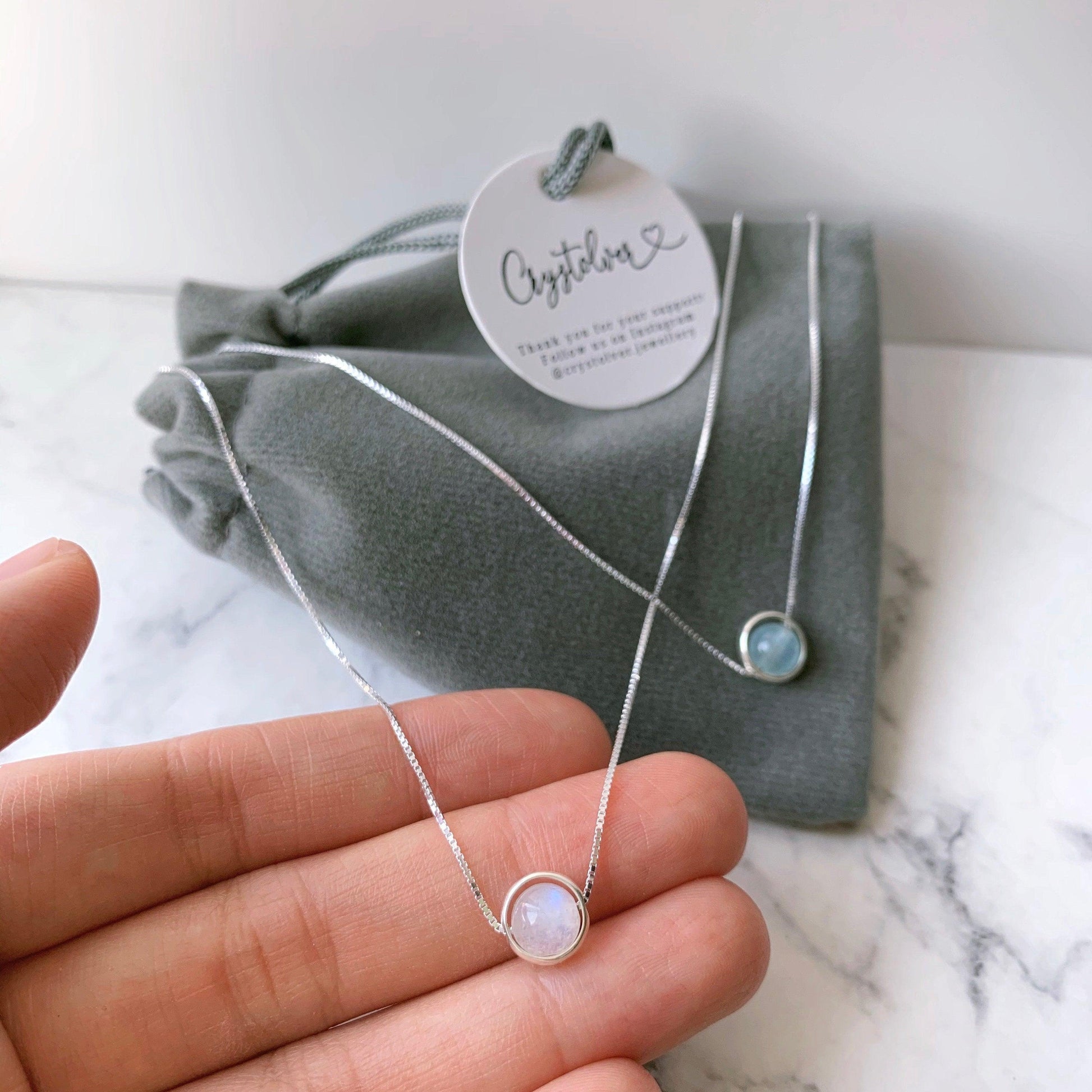 Minimalist Sterling Silver Gemstone Necklace - Crystolver | Healing Crystal Gift Shop
