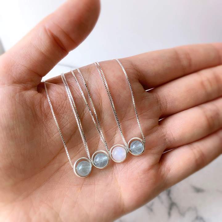 Aquamarine Minimalist Sterling Silver Necklace