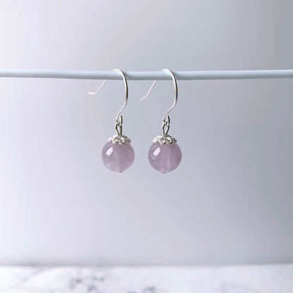 Gemstone Sterling Silver Earrings (Strawberry / Amethyst)