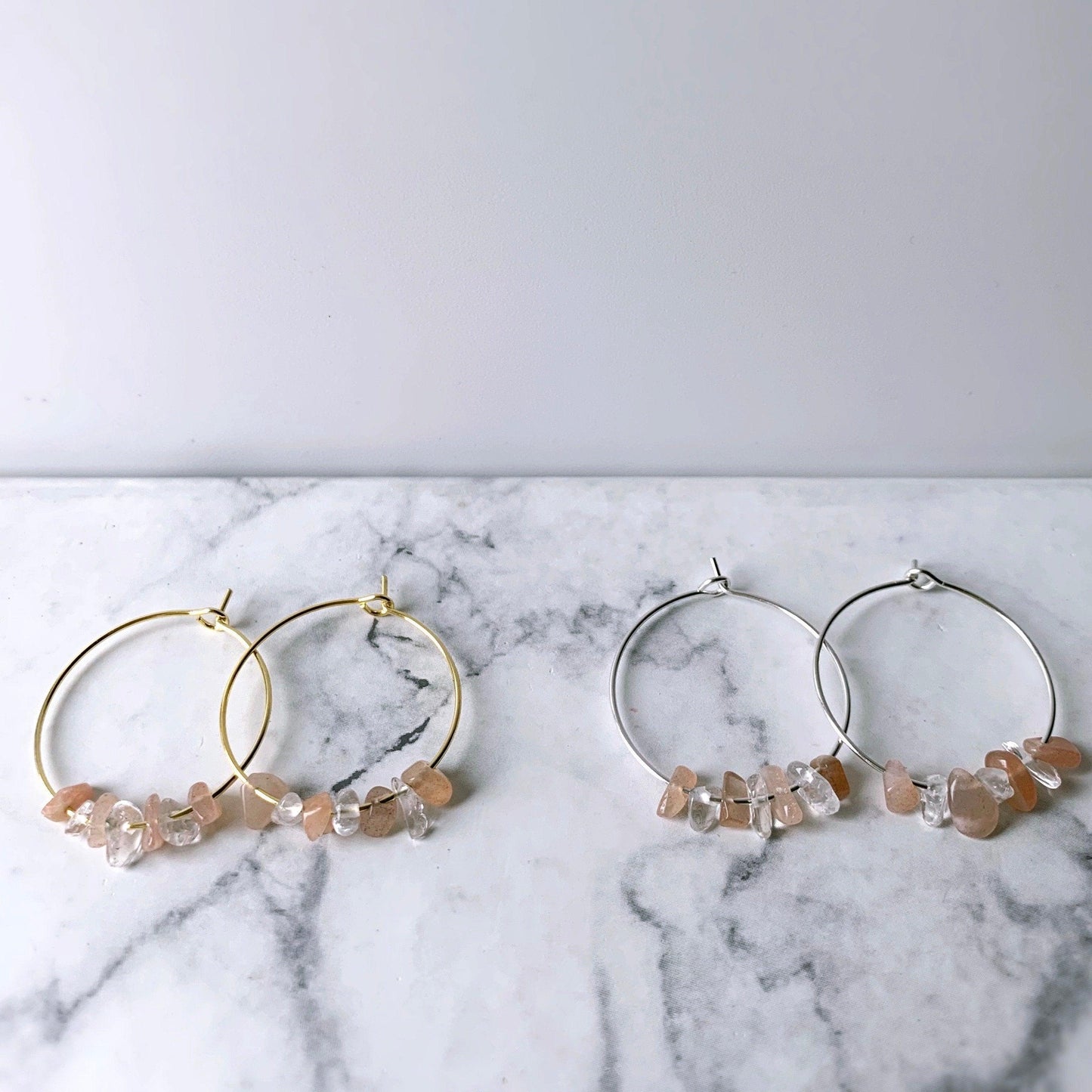 Gemstone Chip Hoop Earrings - Crystolver | Healing Crystal Gift Shop