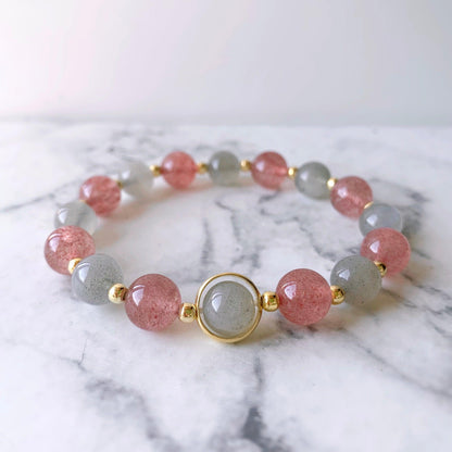 Labradorite & Strawberry Quartz Gemstone Bracelet - Crystolver | Healing Crystal Gift Shop