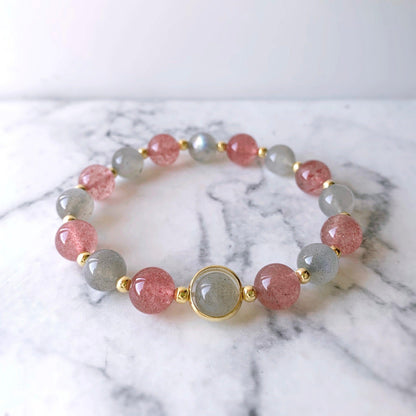 Labradorite & Strawberry Quartz Gemstone Bracelet - Crystolver | Healing Crystal Gift Shop