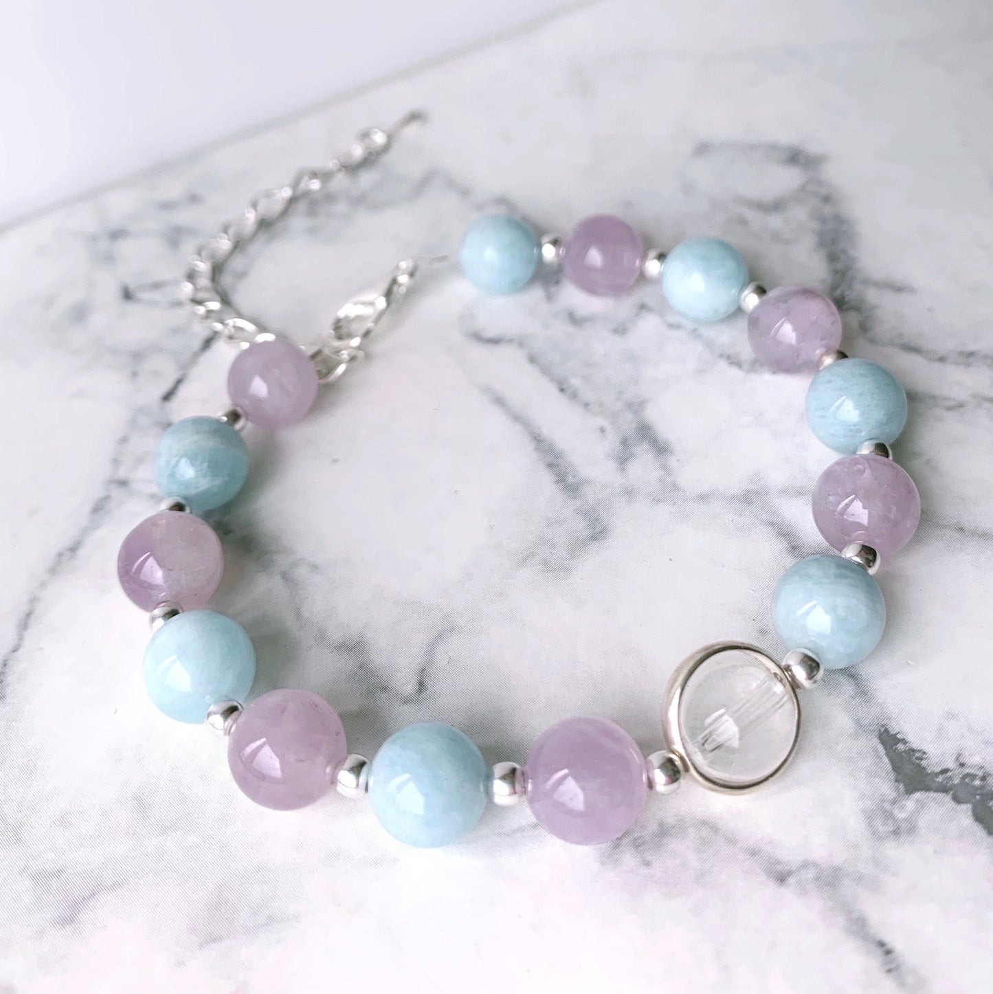 Amethyst & Aquamarine Adjustable Gemstone Bracelet