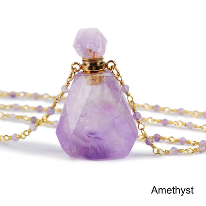 Gemstone Perfume Bottle Pendant Necklace - Crystolver | Healing Crystal Gift Shop